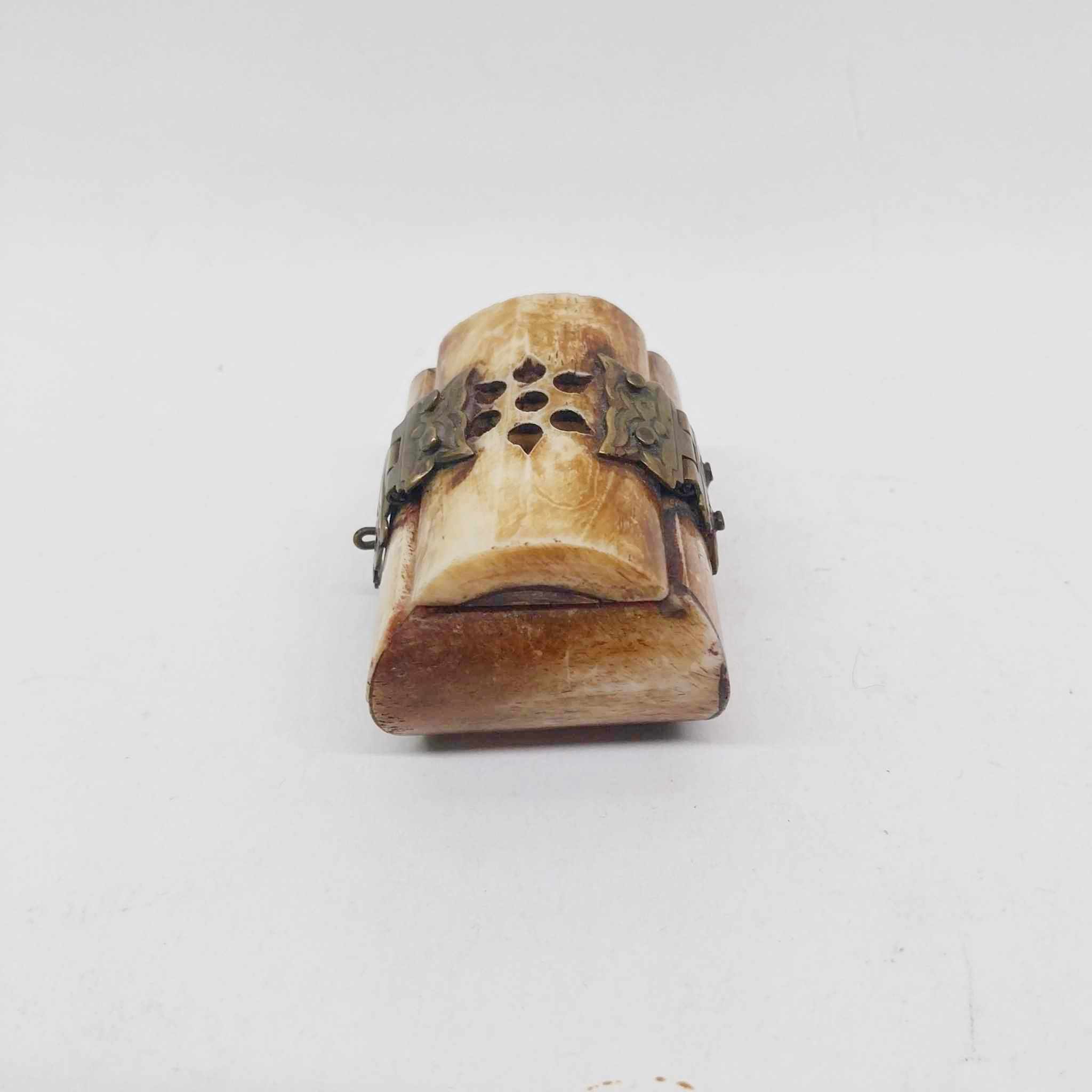 Vintage Natural Bone Jewelry Box with Brass Clasp