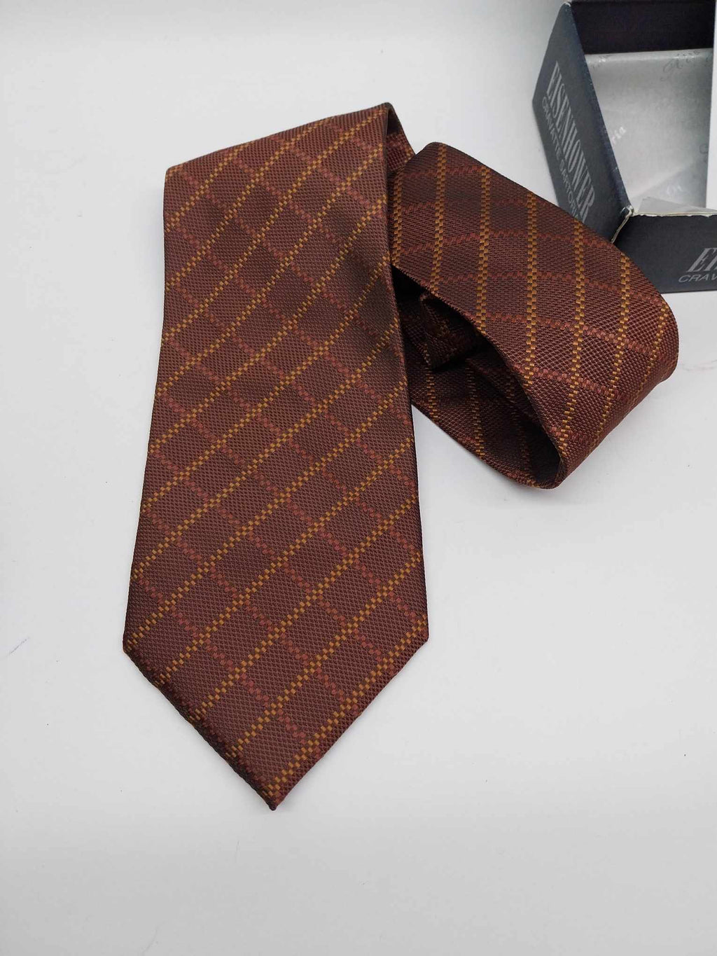 Italian tie EISENHOWER, Silk necktie in box, New, Gift for Men