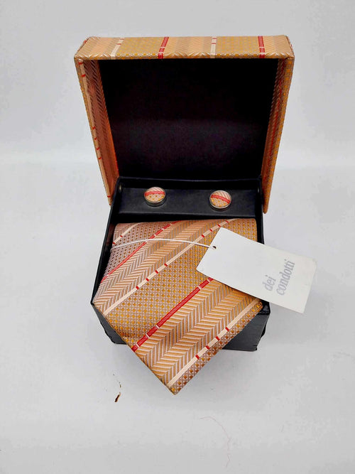 Elegant men's silk tie and cufflinks set by the Italian brand dei condotti, in original box