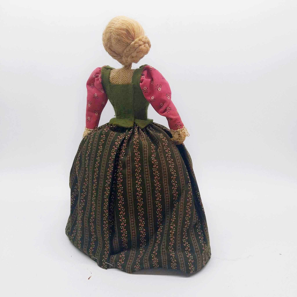 Vintage Handmade Burlap Folk Doll — German Dirndl Costume