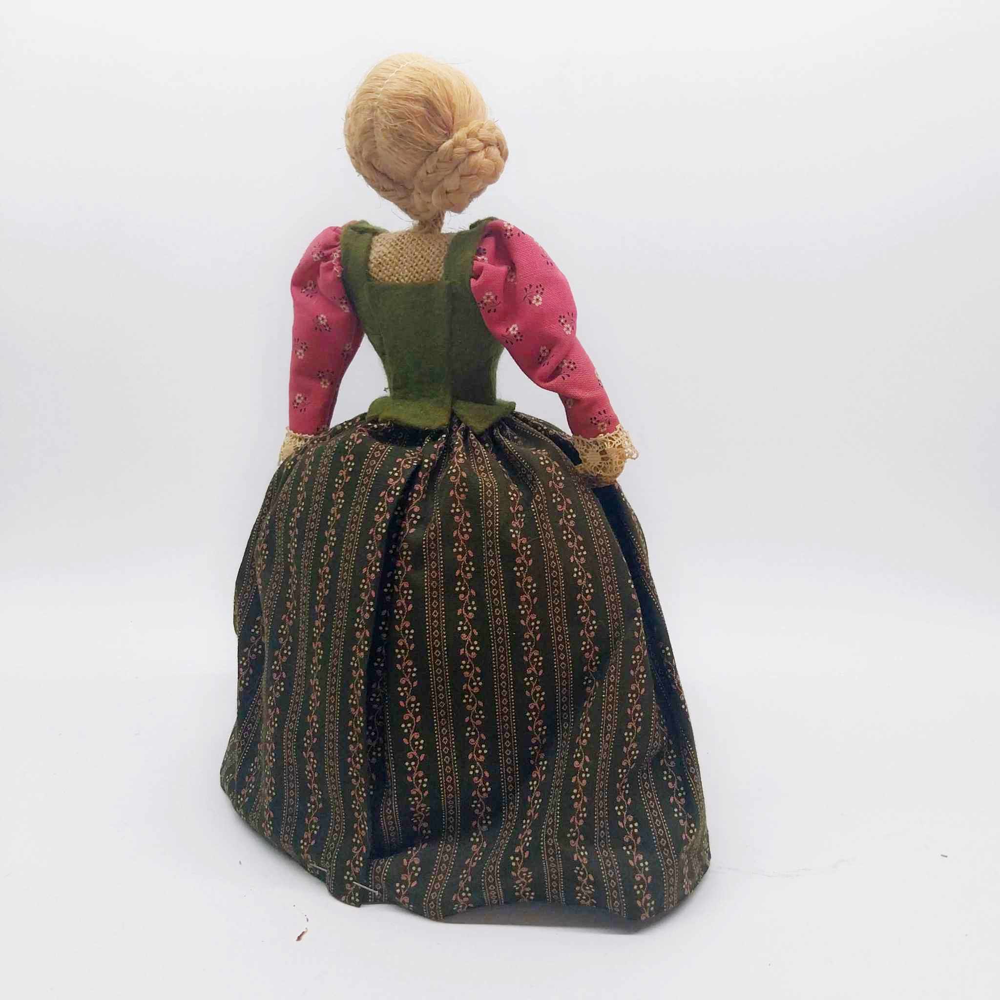 Vintage Handmade Burlap Folk Doll — German Dirndl Costume