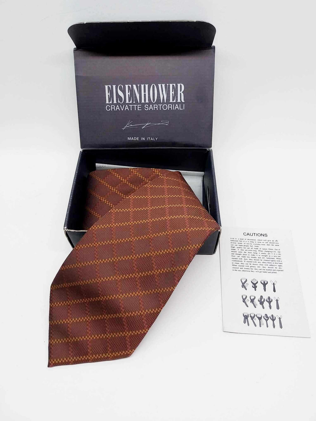 Italian tie EISENHOWER, Silk necktie in box, New, Gift for Men