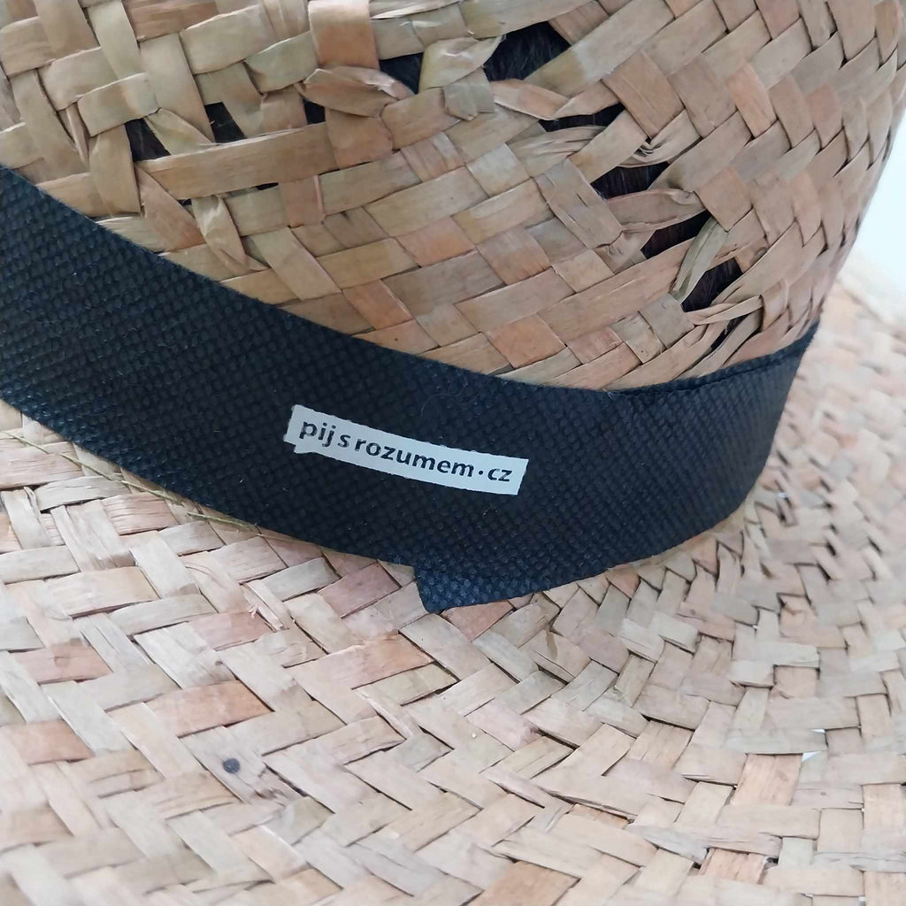 Inner black band of el Jimador straw hat with pij s rozumem.cz label