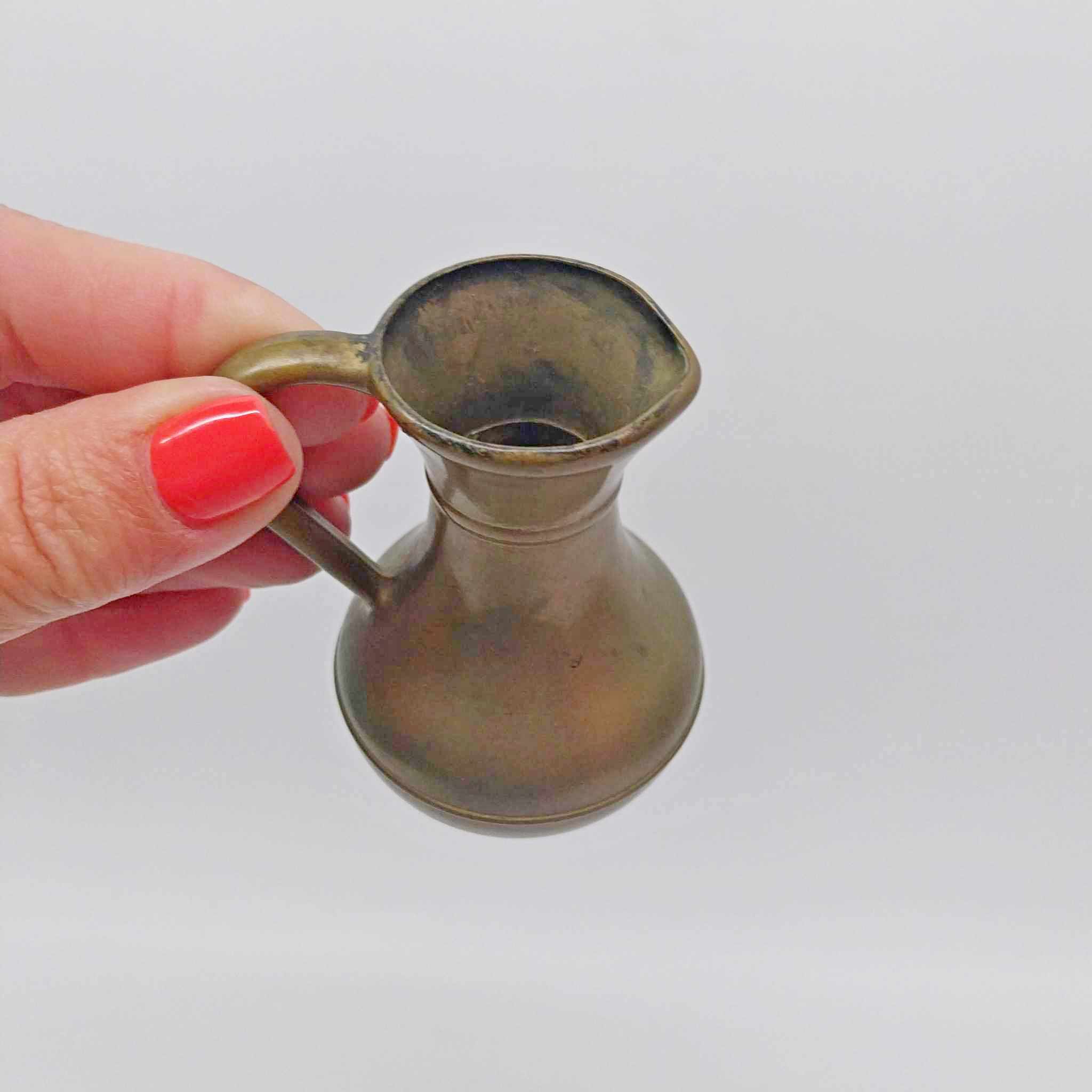 Miniature Brass Pitcher Vase — Vintage Collectible Decorative Jug