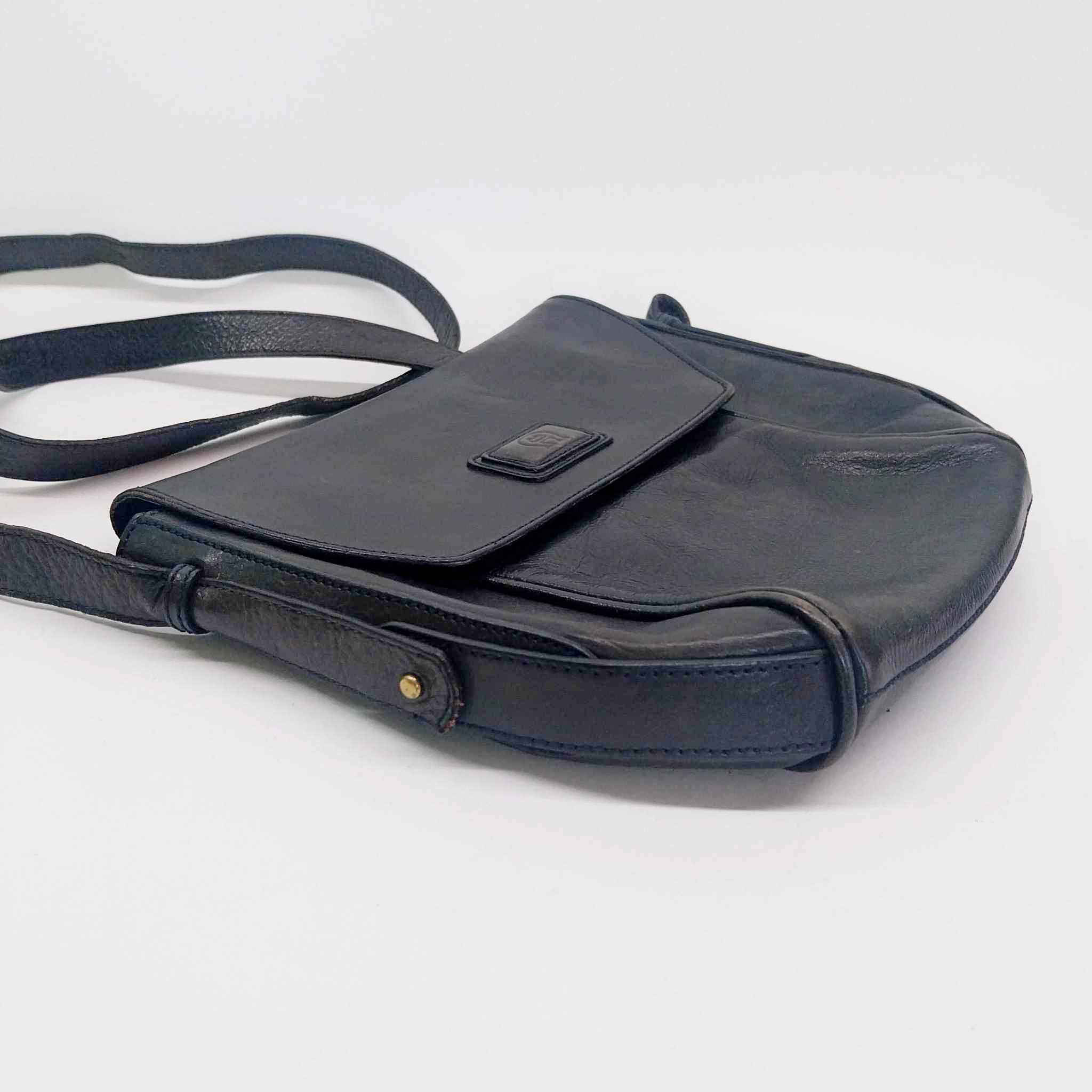 Vintage Etienne Aigner Black Leather Crossbody Bag