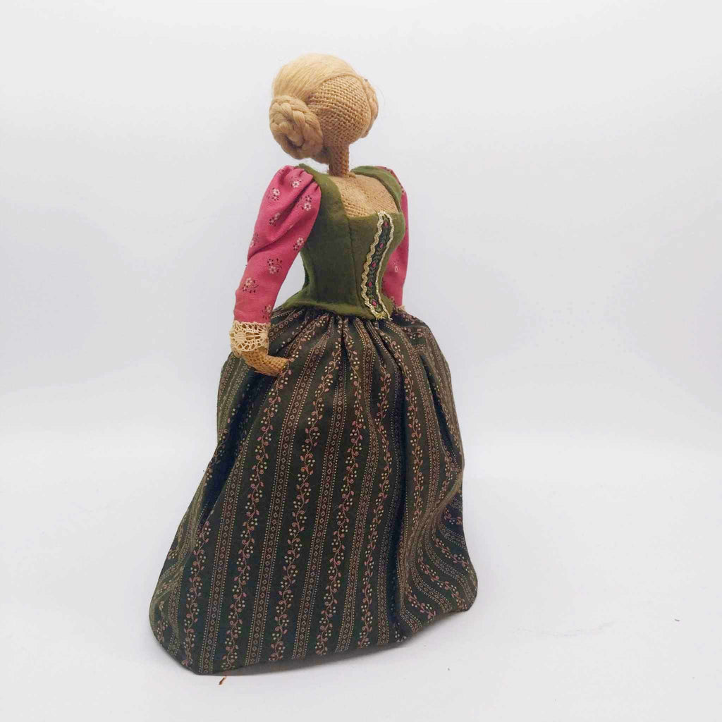 Vintage Handmade Burlap Folk Doll — German Dirndl Costume