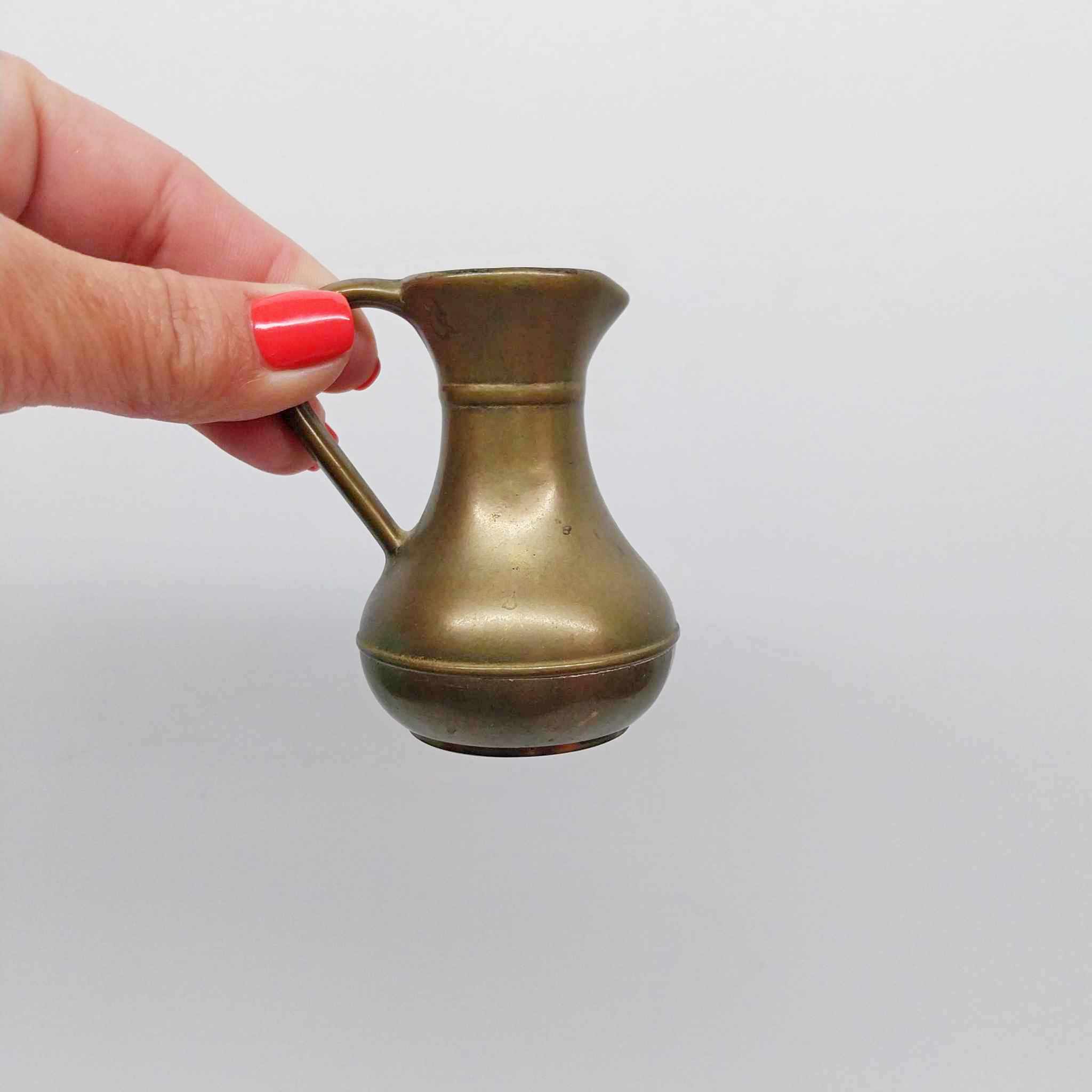 Miniature Brass Pitcher Vase — Vintage Collectible Decorative Jug