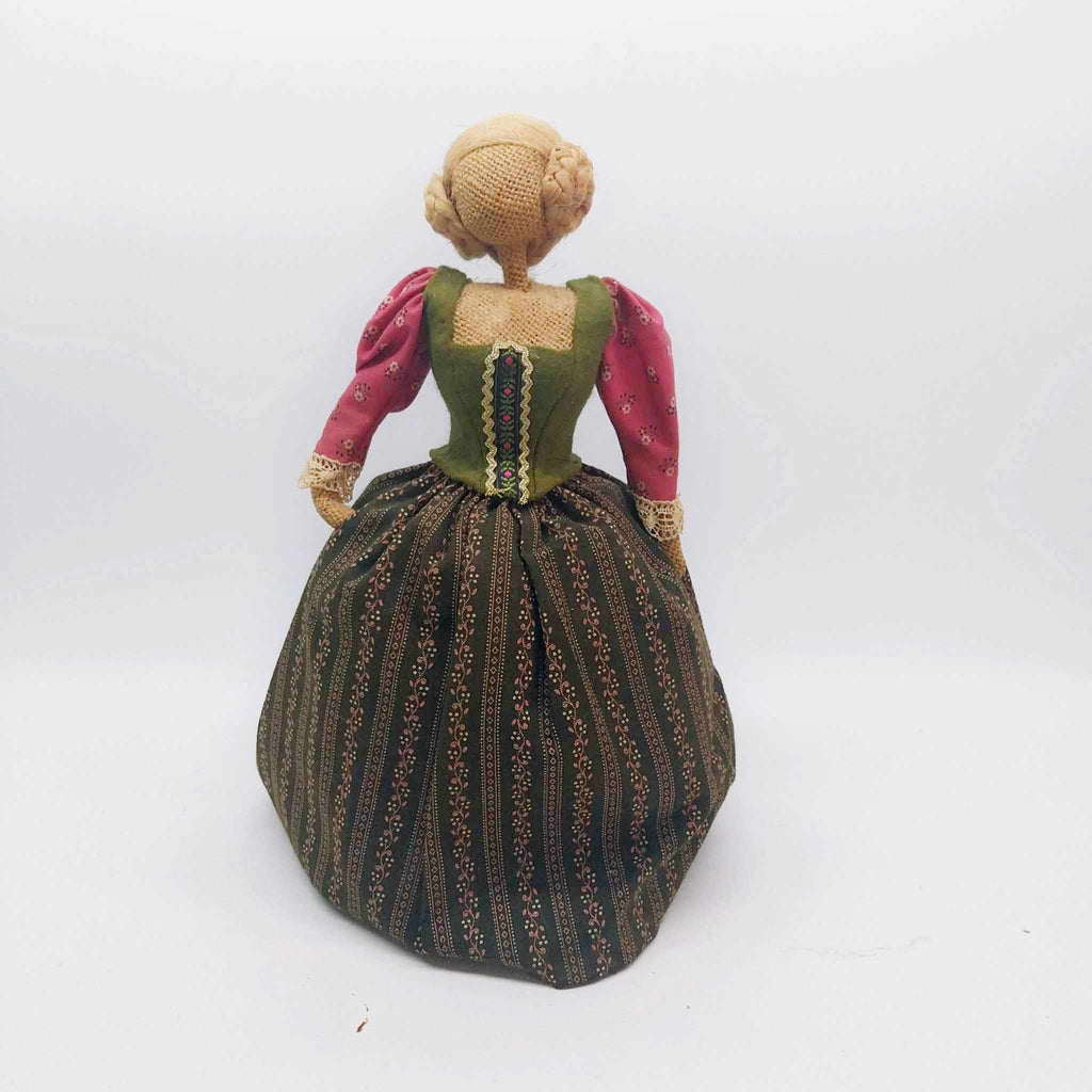 Vintage Handmade Burlap Folk Doll — German Dirndl Costume