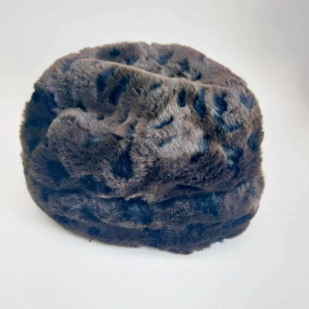 Vintage Dark Brown Faux Fur Hat — Cossack Style Winter Hat