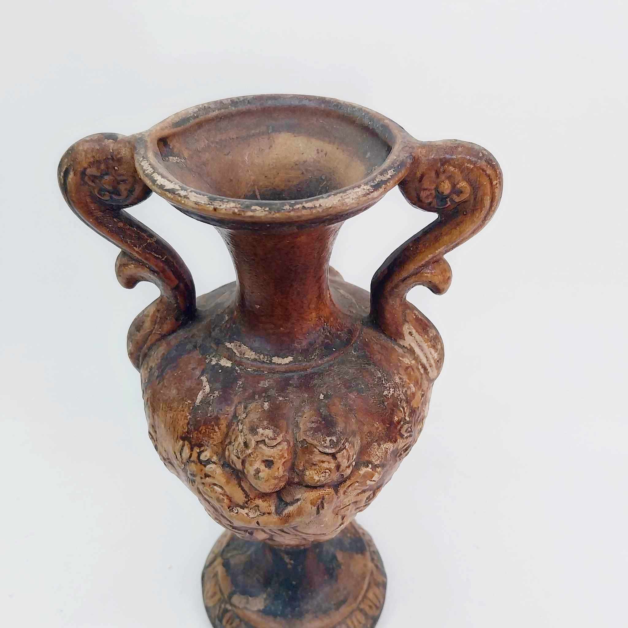 Antique Terracotta Amphora — Baroque Handles, Relief Cherubs & Florals