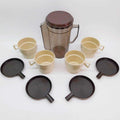 Vintage 1970s Travel Coffee Set — Pitcher, 4 Cups & 4 Saucers, Retro Plastic