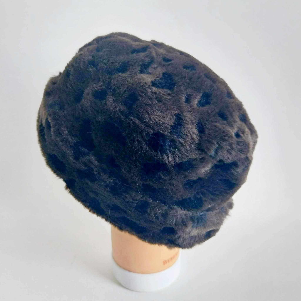 Vintage Dark Brown Faux Fur Hat — Cossack Style Winter Hat