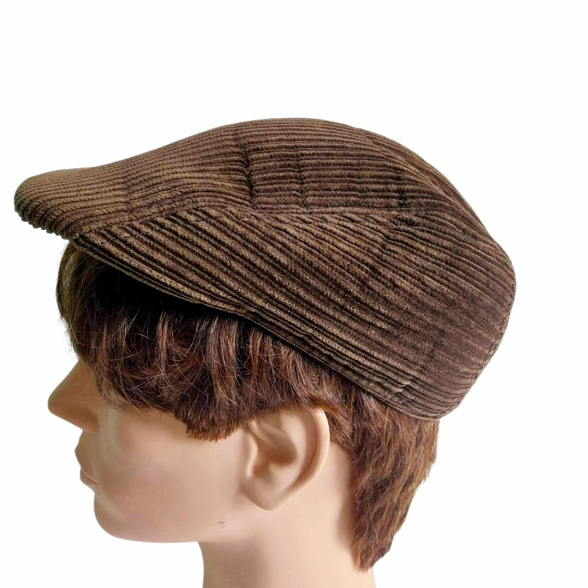 Vintage Men's wool and cashmere cap, from Poland, size 55, brown color