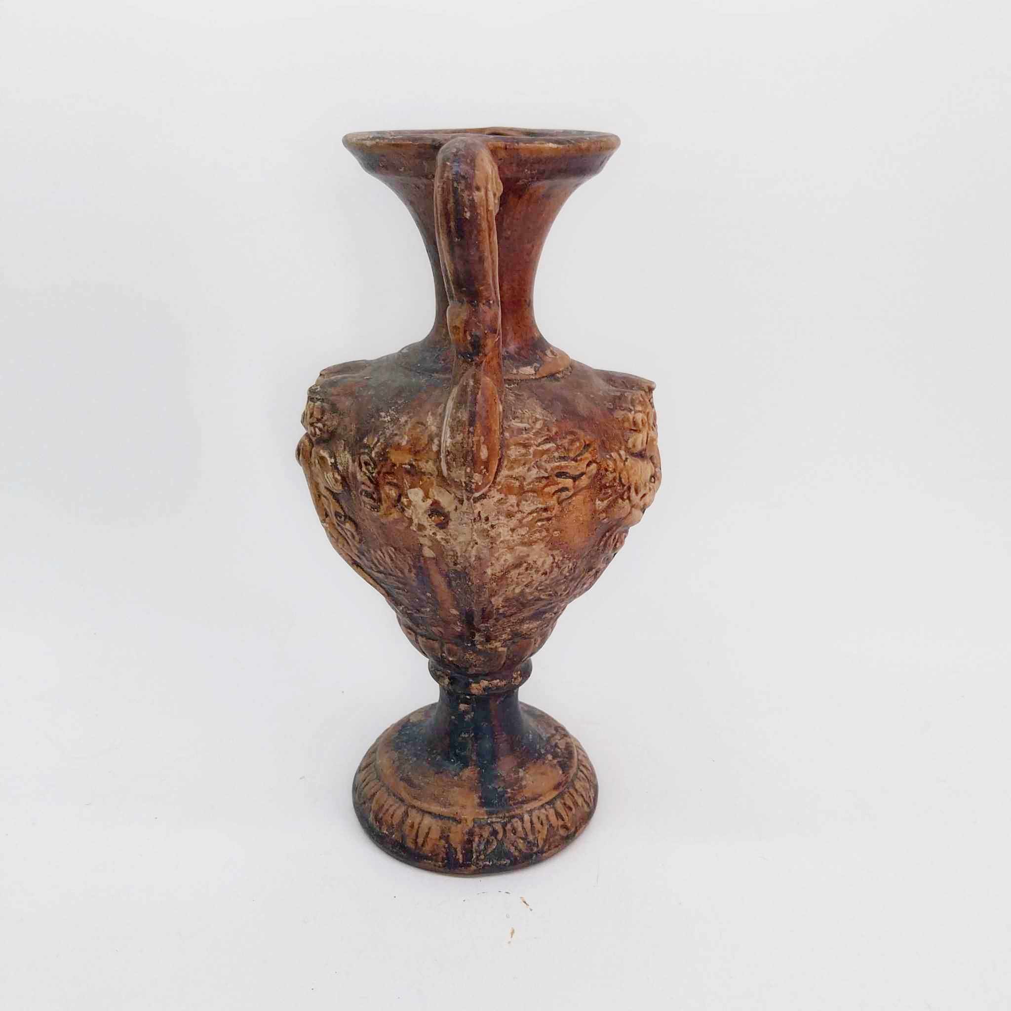 Antique Terracotta Amphora — Baroque Handles, Relief Cherubs & Florals