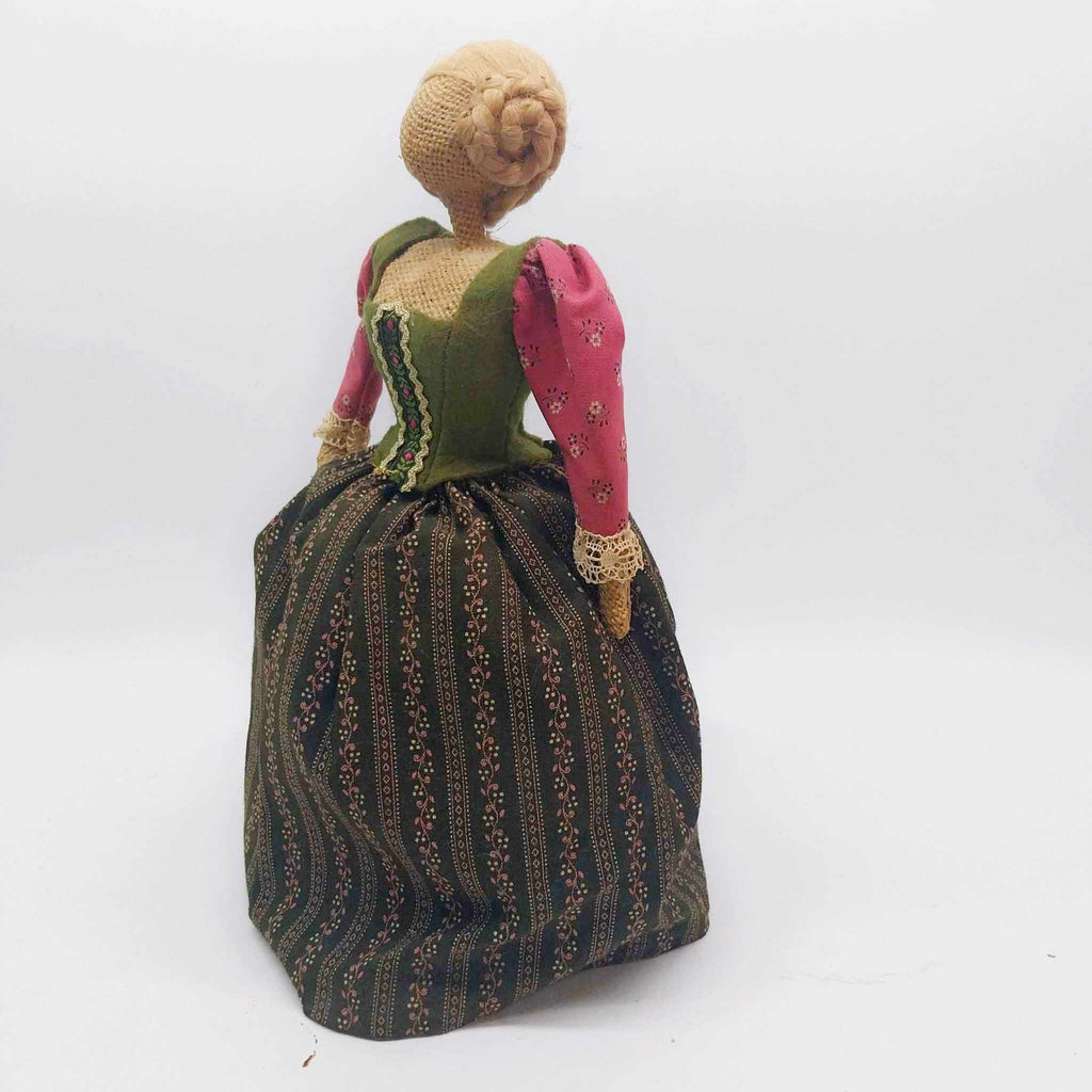 Vintage Handmade Burlap Folk Doll — German Dirndl Costume