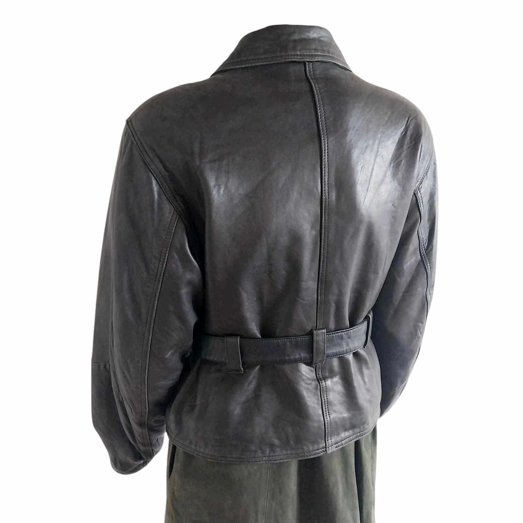Vintage Black Leather Biker Jacket, Unisex Rocker Jacket