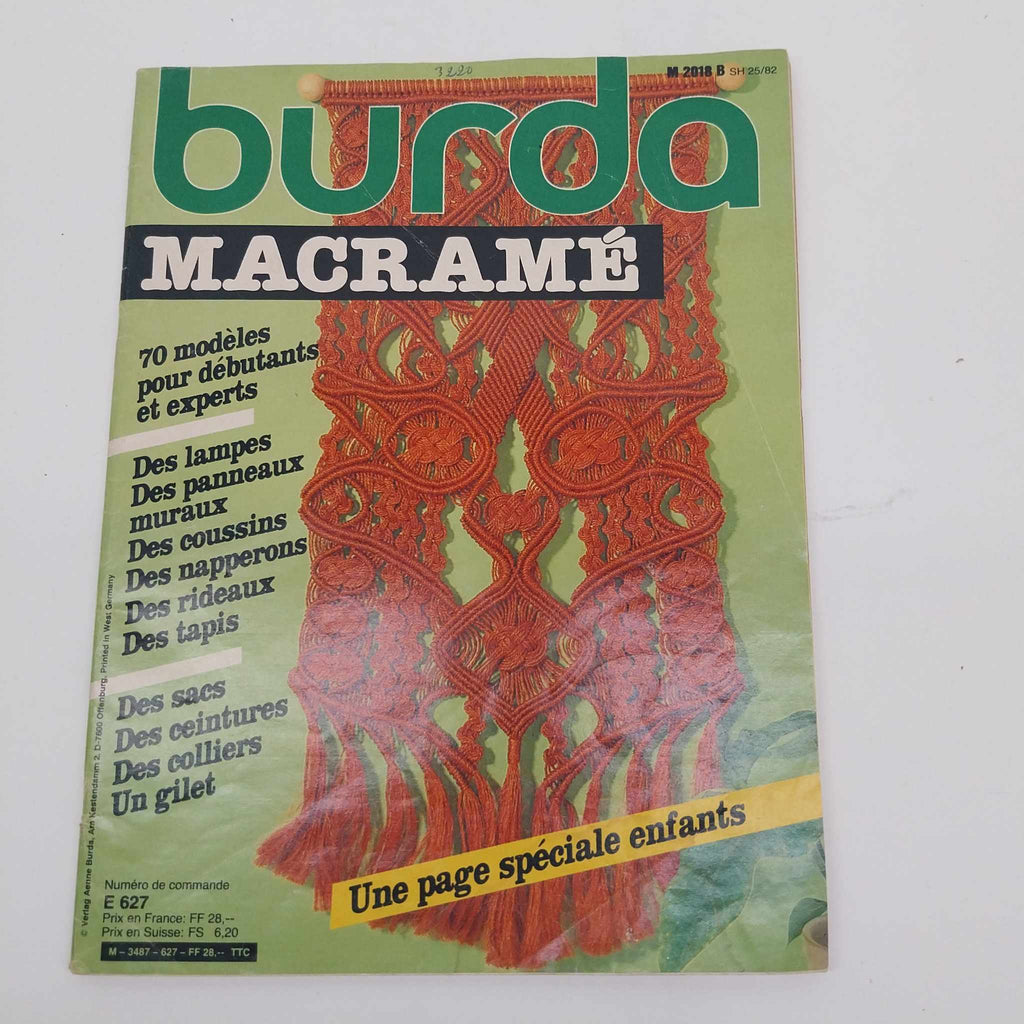 Burda Macramé vintage magazine 1982 – French edition E 627 cover