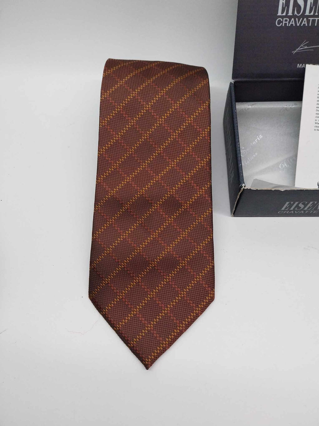 Italian tie EISENHOWER, Silk necktie in box, New, Gift for Men