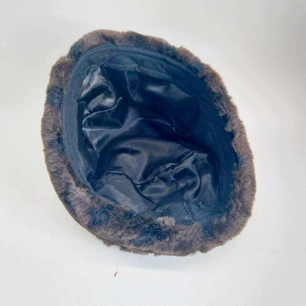 Vintage Dark Brown Faux Fur Hat — Cossack Style Winter Hat