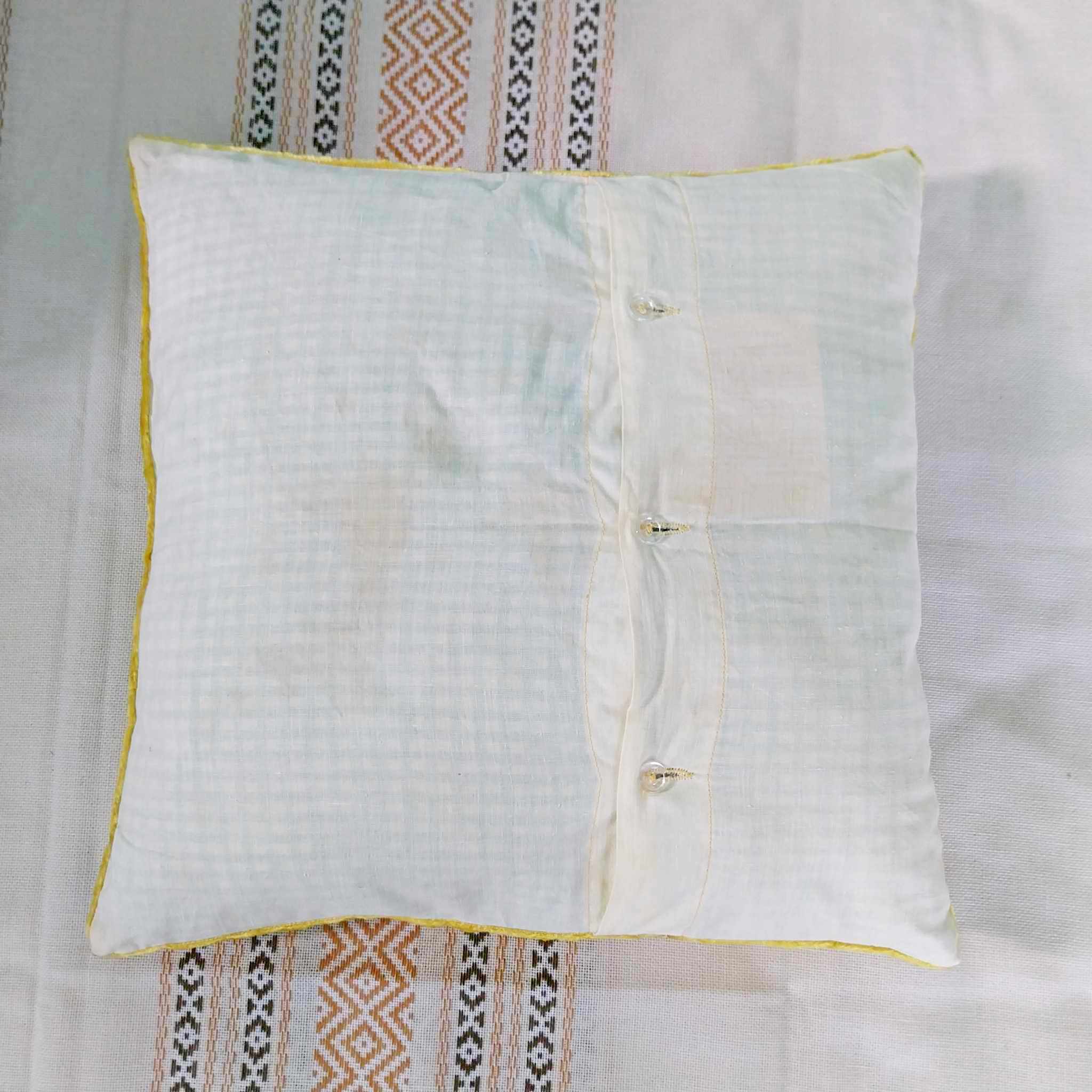 Vintage Russian Velvet Cushion Cover — Hand-Painted Roses on Golden Yellow