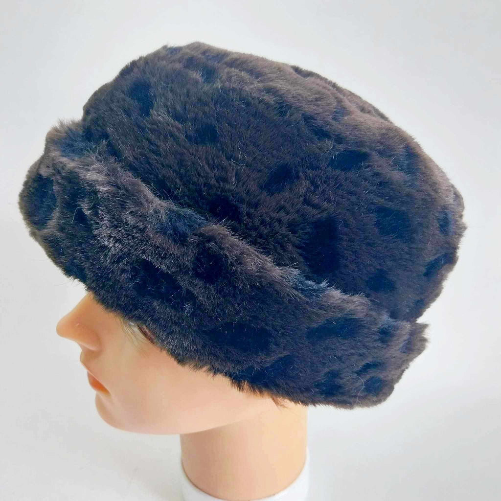 Vintage Dark Brown Faux Fur Hat — Cossack Style Winter Hat