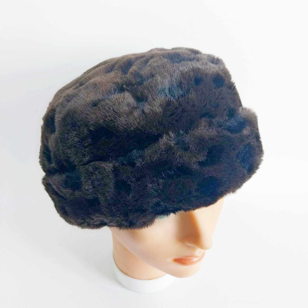 Vintage Dark Brown Faux Fur Hat — Cossack Style Winter Hat