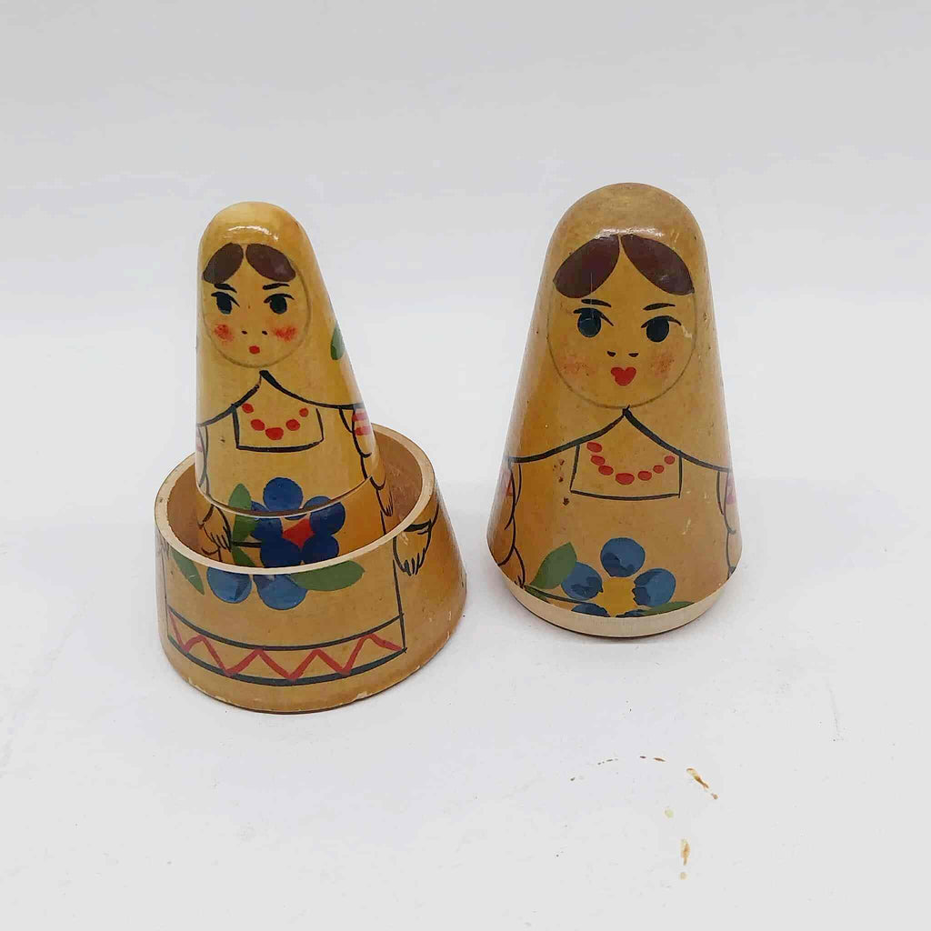 Vintage Russian Matryoshka Nesting Dolls — Set of 3 Conical Matryoshka Dolls