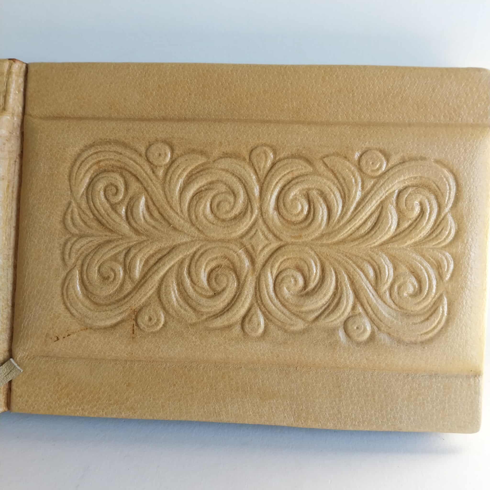Vintage Leather Photo Album with Relief Ornament