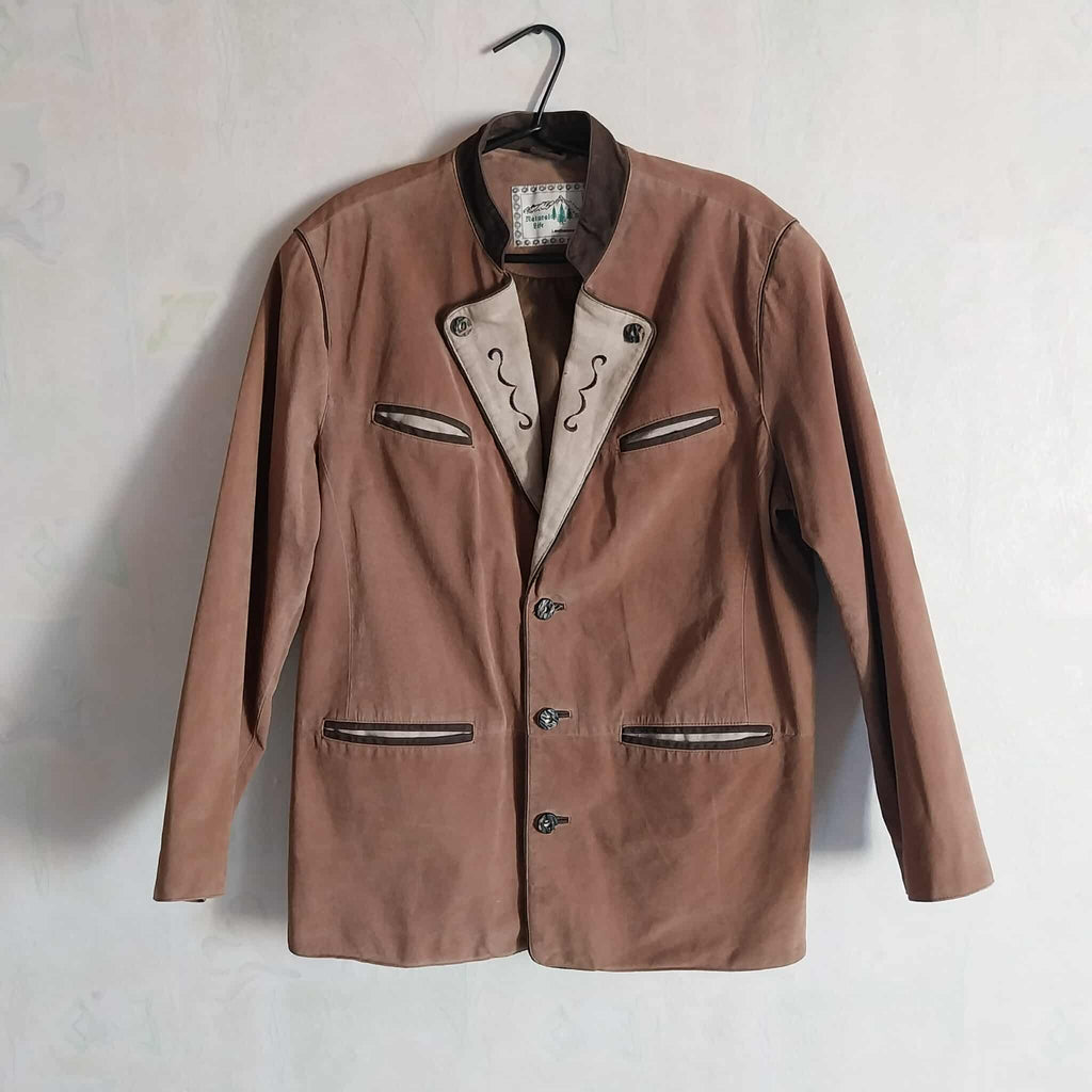 Vintage men's suede jacket front view – Natural Life Landhausmode