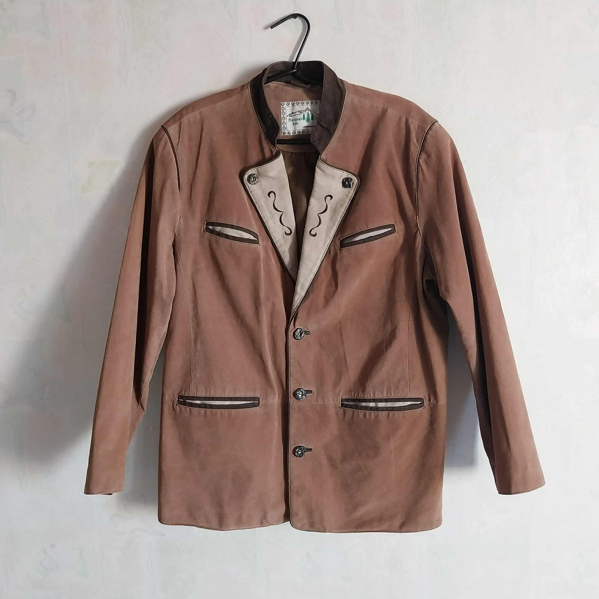 Vintage men's suede jacket front view – Natural Life Landhausmode