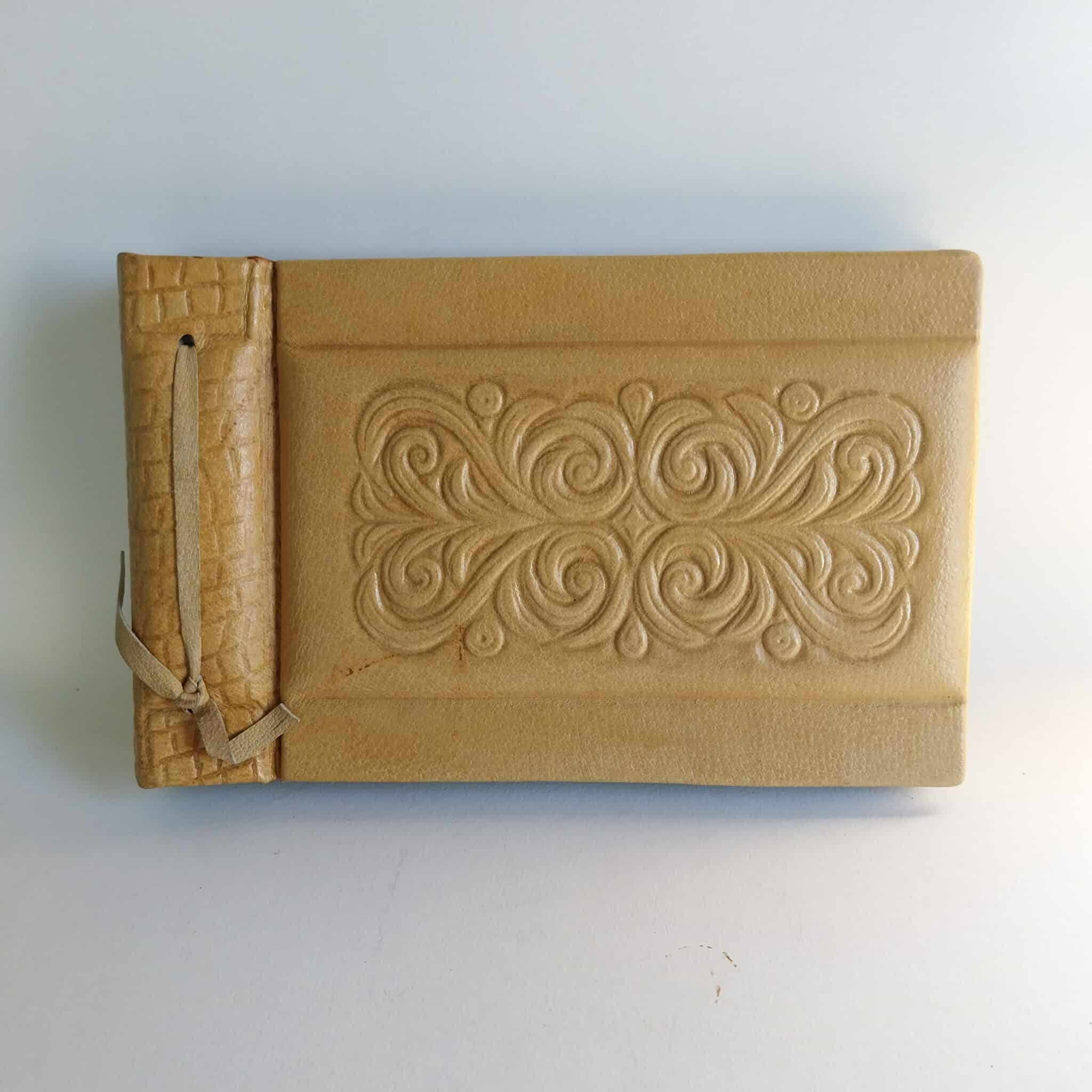 Vintage Leather Photo Album with Relief Ornament