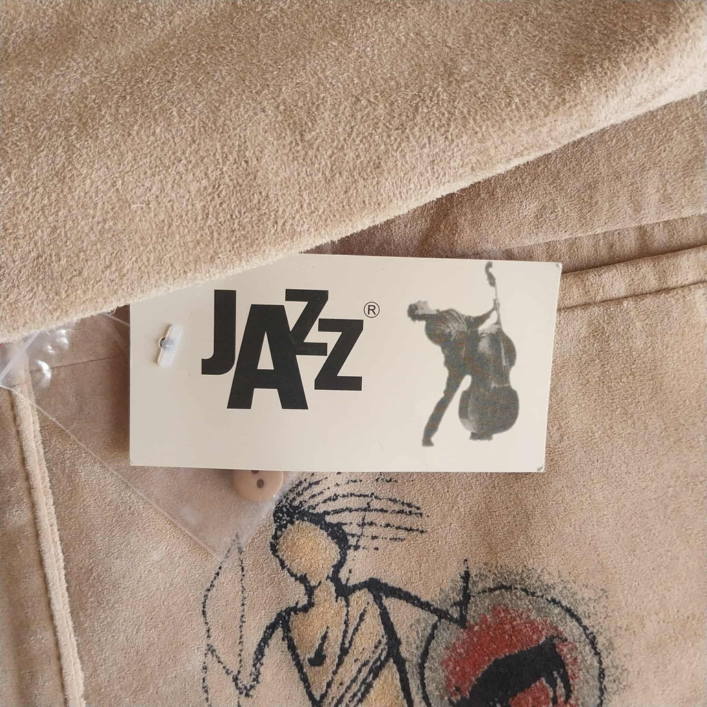 Vintage JAZZ Suede Jacket – Hand-Painted Primitive Art, Size XXL