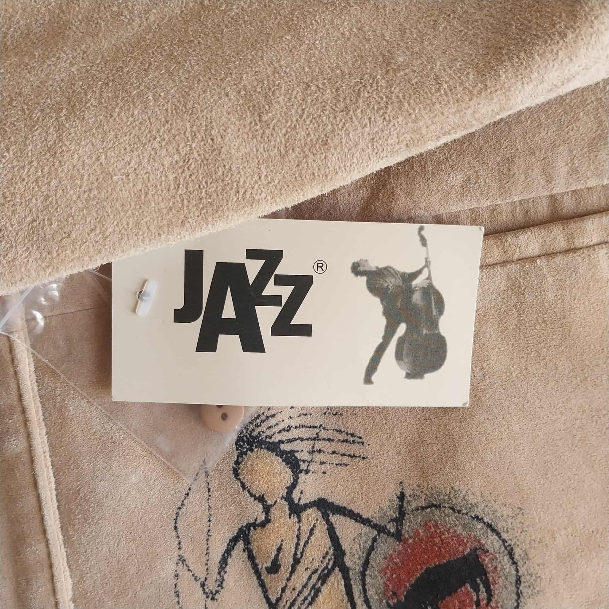 Vintage JAZZ Suede Jacket – Hand-Painted Primitive Art, Size XXL