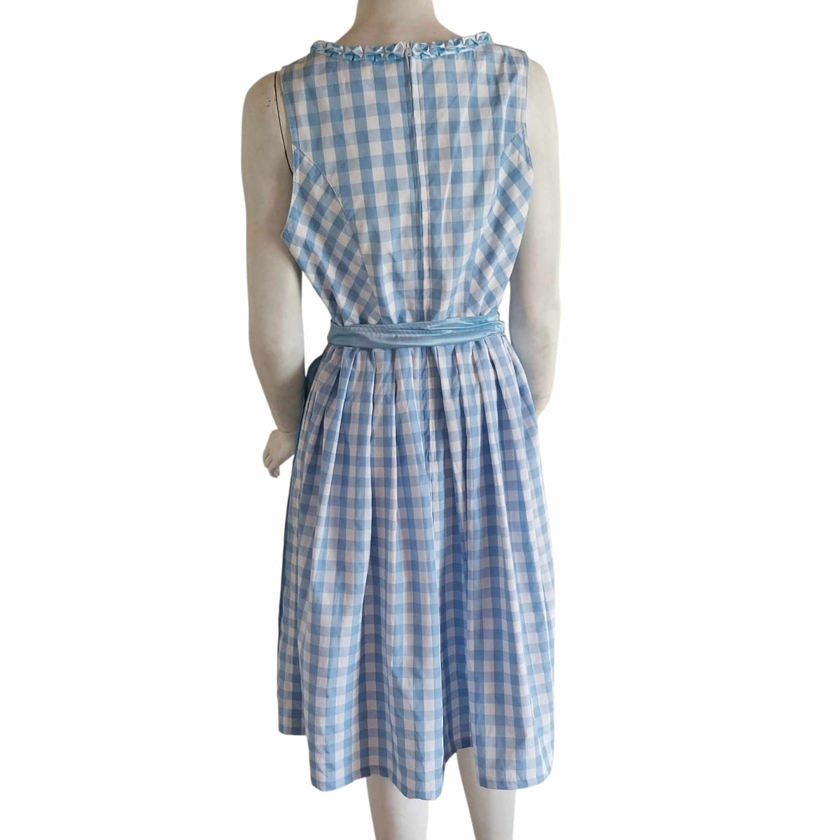 Blue and White Gingham Dirndl Dress with Blue Apron, Size 44