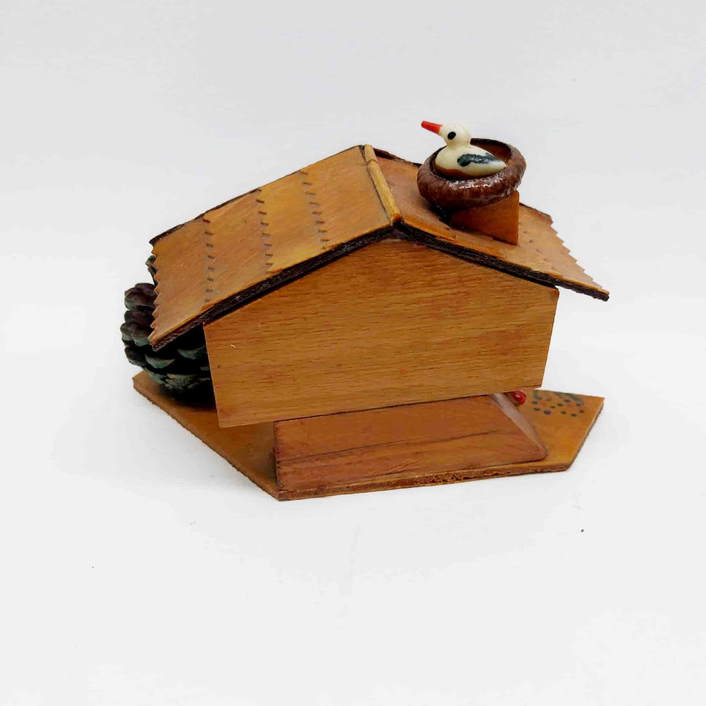 Vintage Bulgarian Folk Art Miniature House — Hand-Painted Wood Souvenir