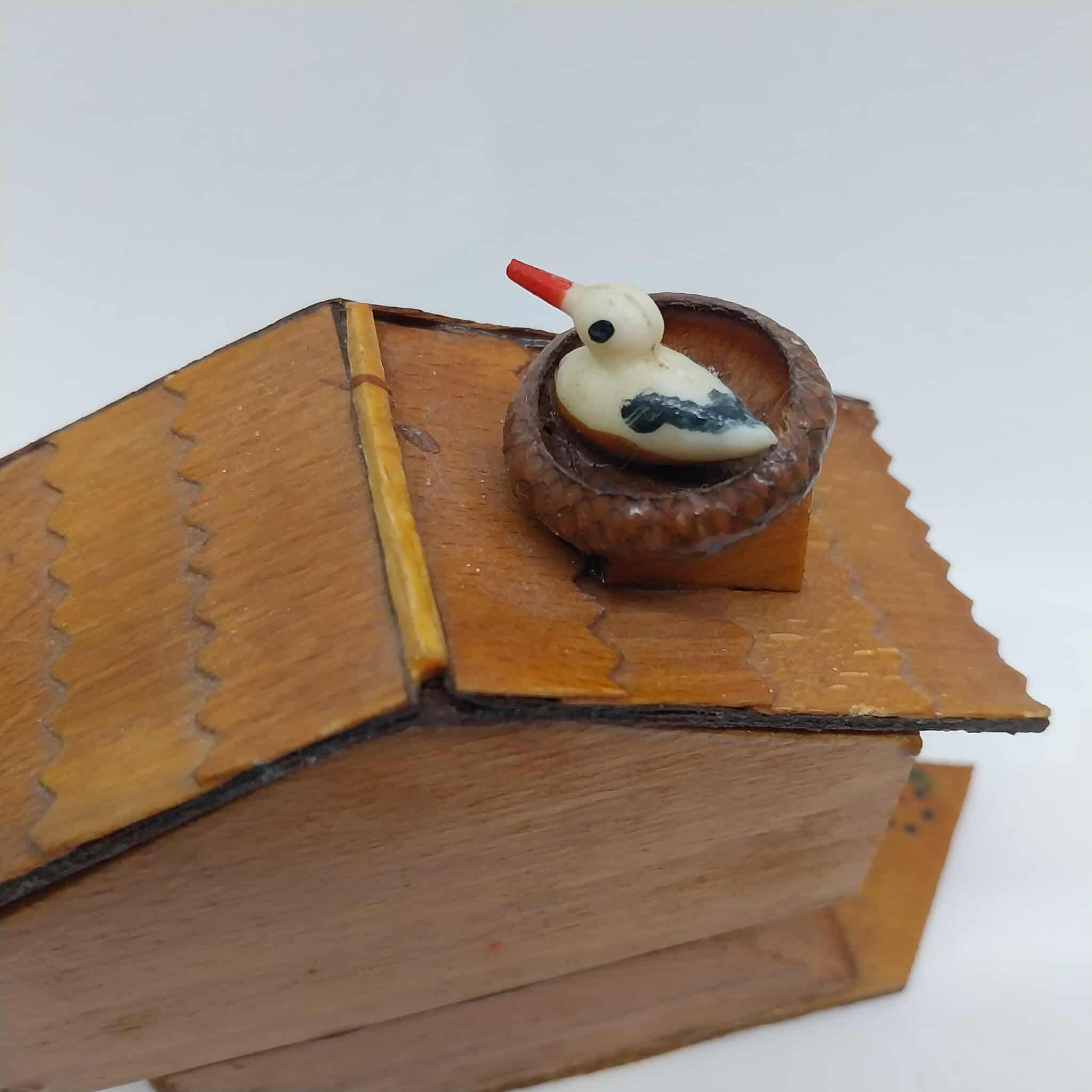 Vintage Bulgarian Folk Art Miniature House — Hand-Painted Wood Souvenir