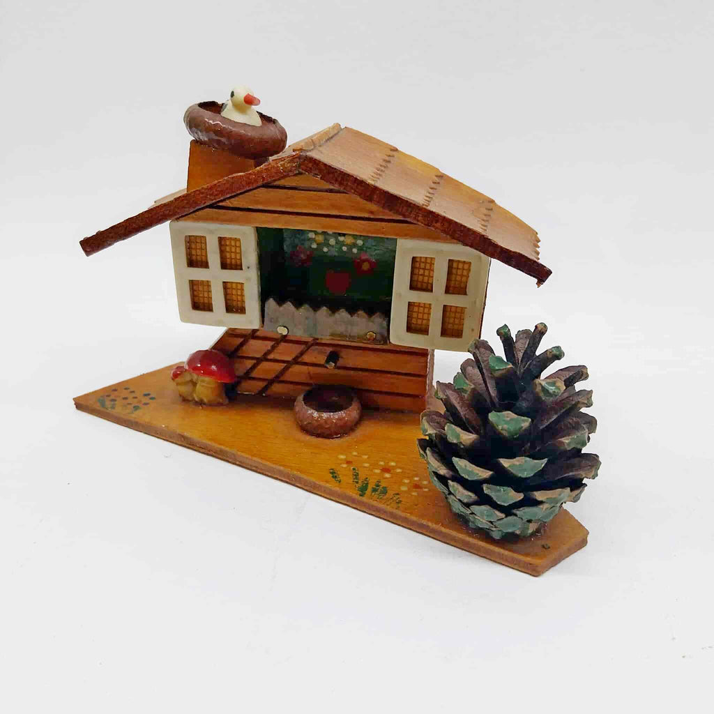 Vintage Bulgarian Folk Art Miniature House — Hand-Painted Wood Souvenir