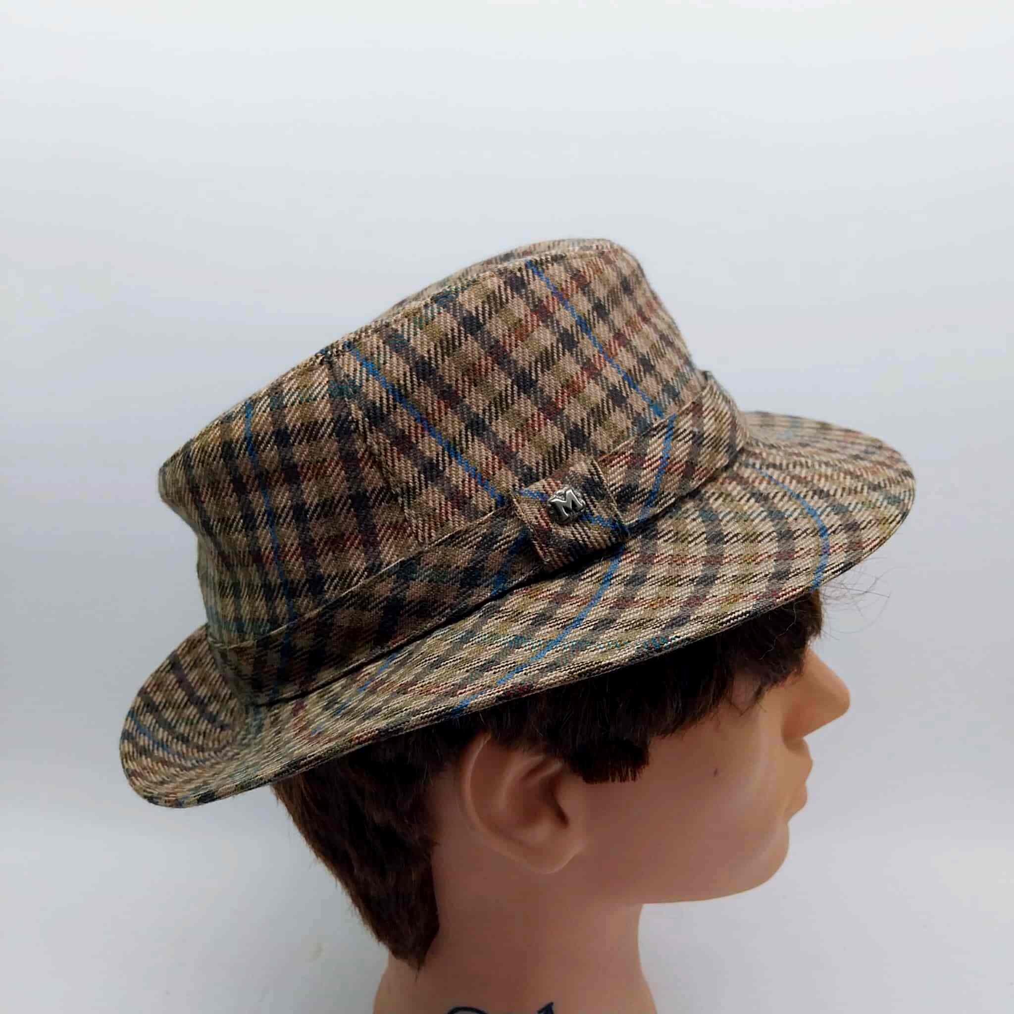 Vintage Mayser Tweed Fedora Hat — Plaid Check, Made in Germany
