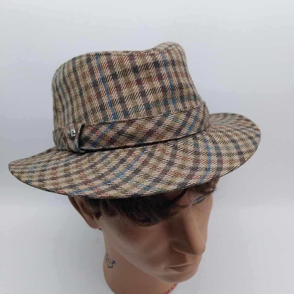 Vintage Mayser Tweed Fedora Hat — Plaid Check, Made in Germany