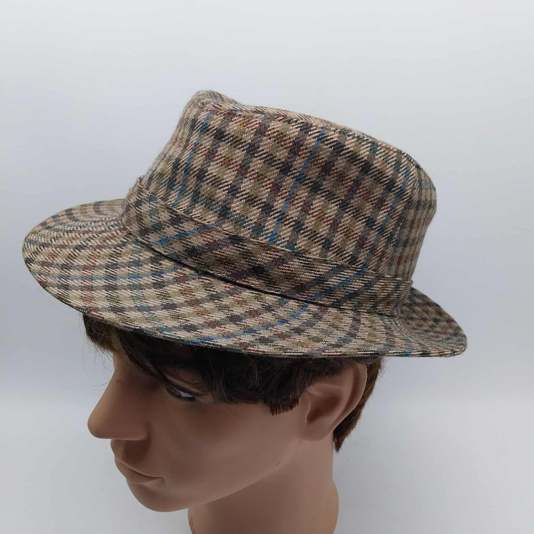 Vintage Mayser Tweed Fedora Hat — Plaid Check, Made in Germany