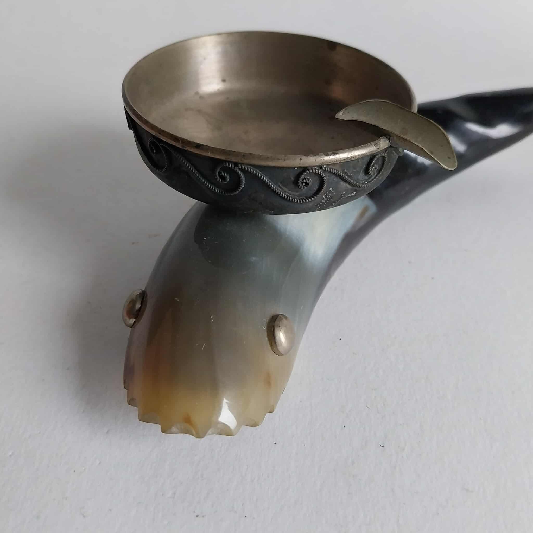 Fish ashtray made of horn and metal, Vintage souvenir from the USSR