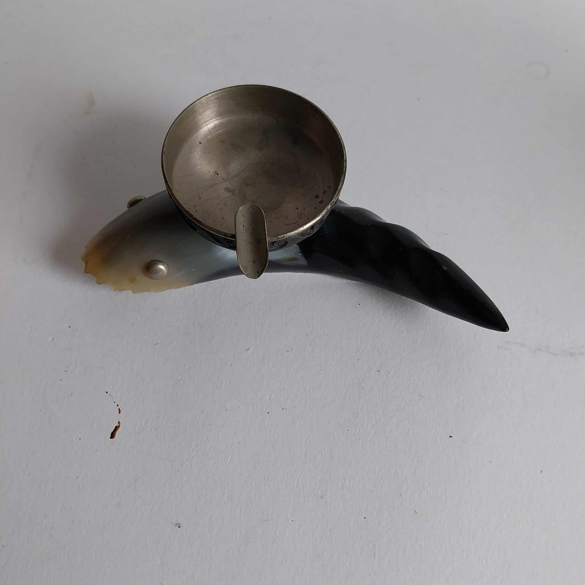 Fish ashtray made of horn and metal, Vintage souvenir from the USSR