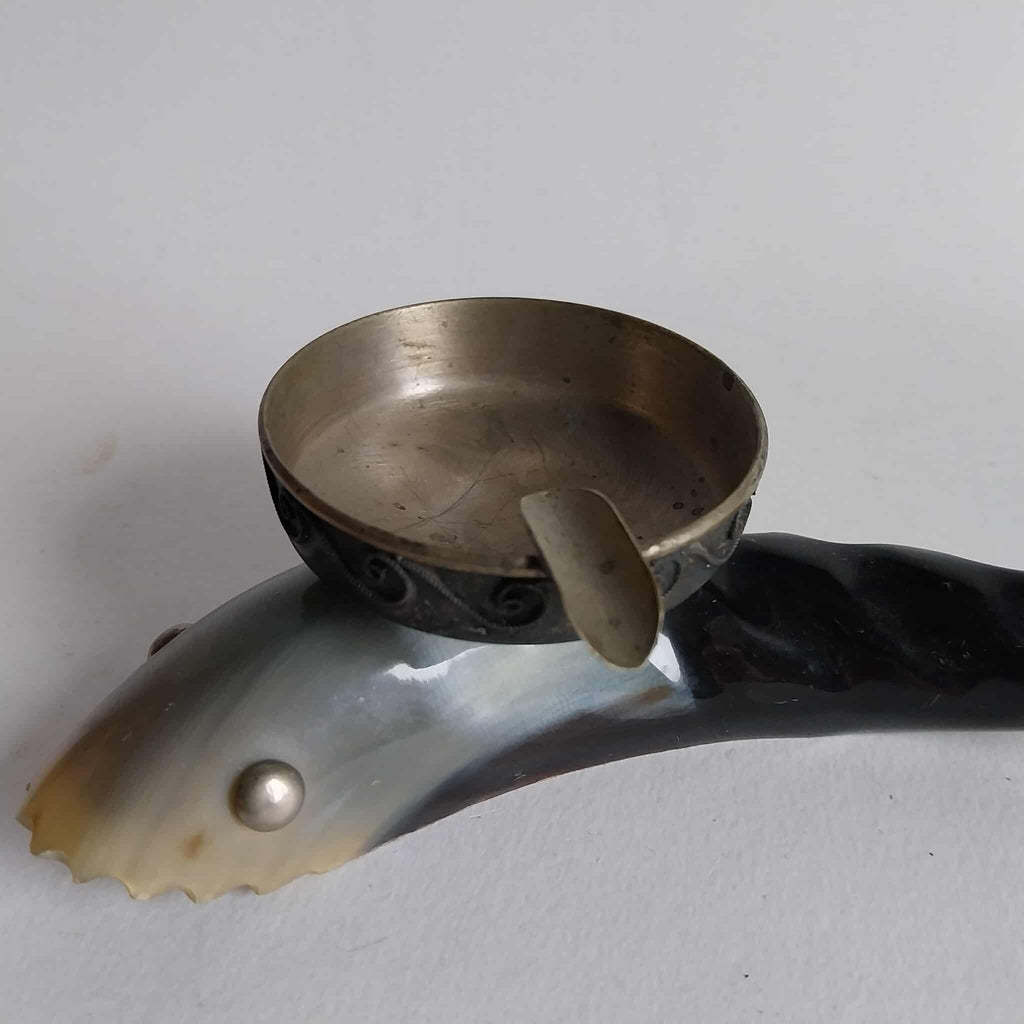 Fish ashtray made of horn and metal, Vintage souvenir from the USSR