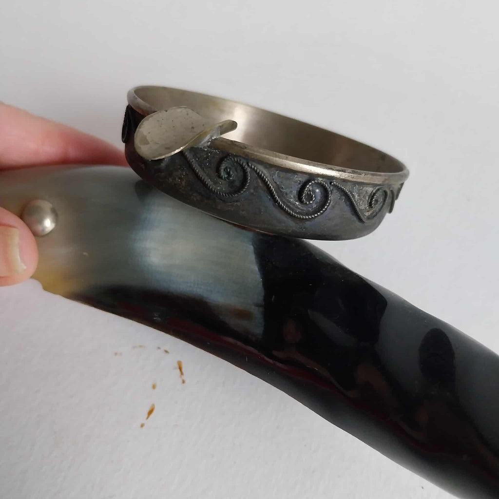 Fish ashtray made of horn and metal, Vintage souvenir from the USSR