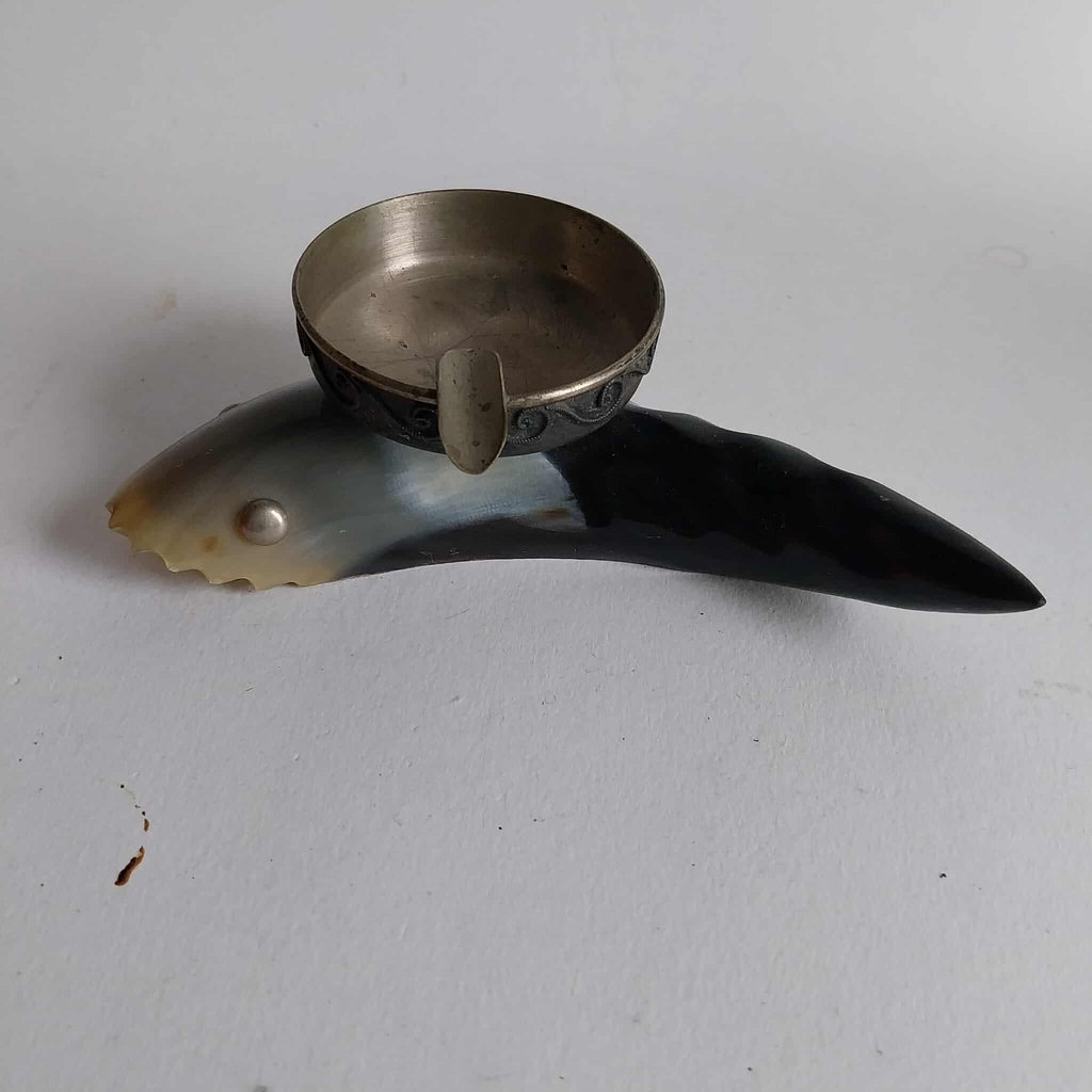 Fish ashtray made of horn and metal, Vintage souvenir from the USSR