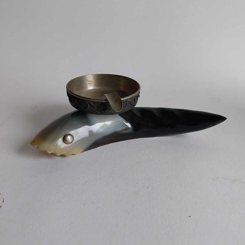 Fish ashtray made of horn and metal, Vintage souvenir from the USSR