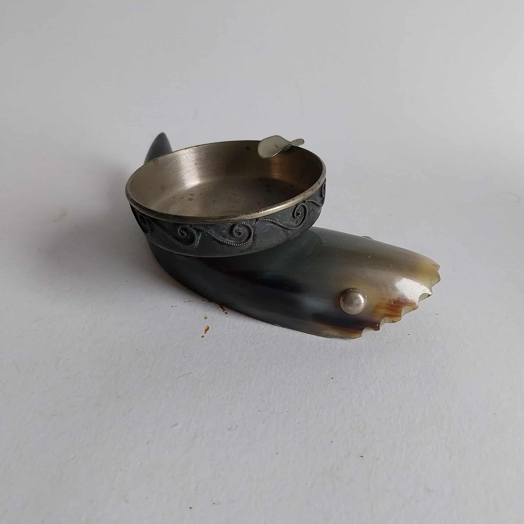 Fish ashtray made of horn and metal, Vintage souvenir from the USSR