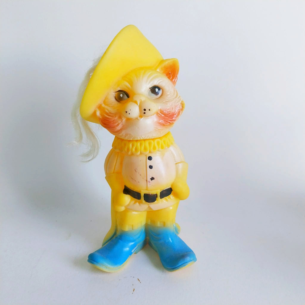 Vintage Rubber Toy Puss in Boots from the USSR, 1980s