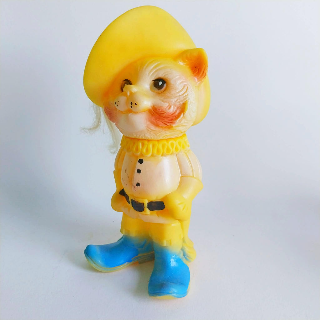 Vintage Rubber Toy Puss in Boots from the USSR, 1980s