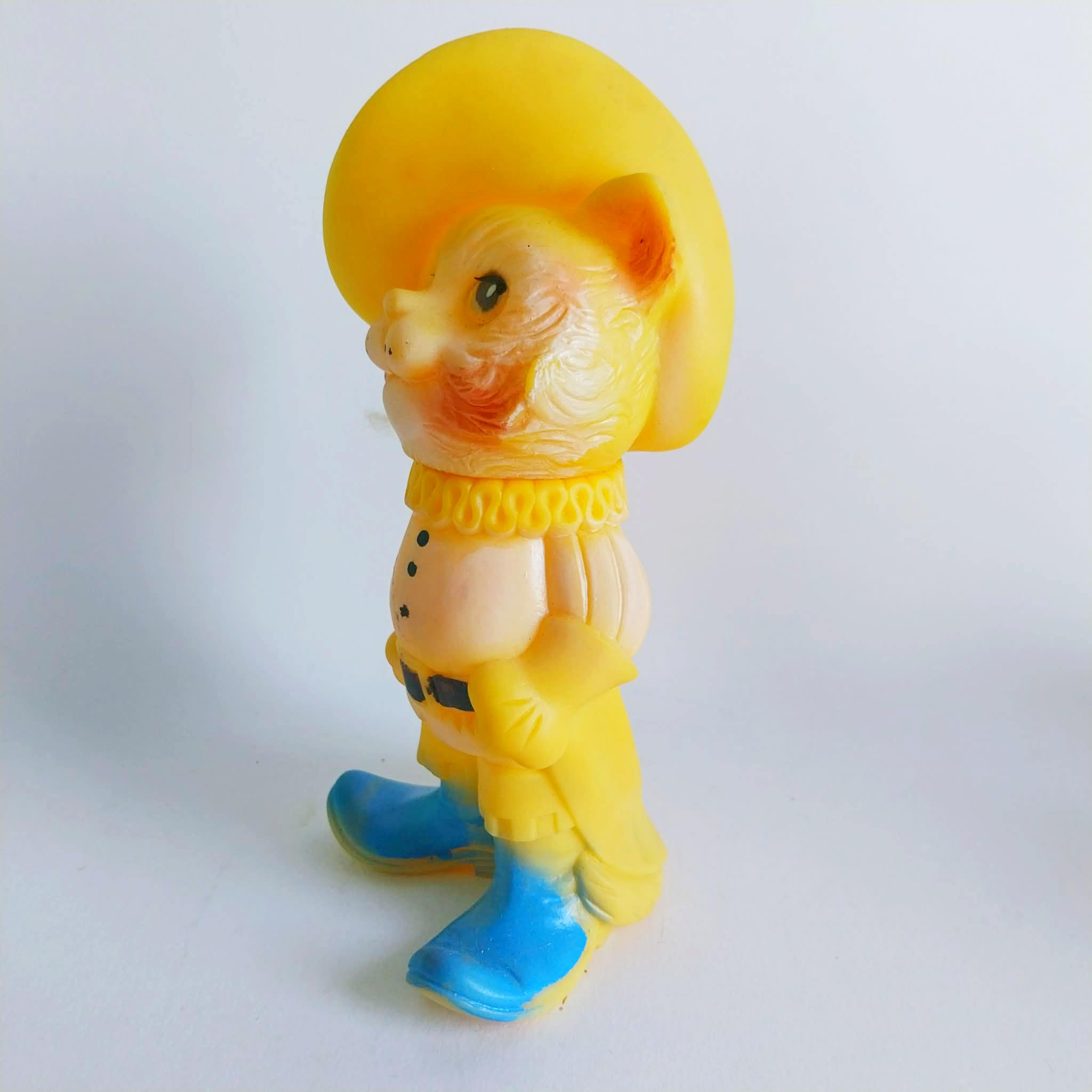 Vintage Rubber Toy Puss in Boots from the USSR, 1980s